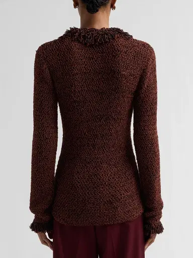 Proenza Schouler Women's Nilo Jacquard Wool Top - Black Copper - Size Large | Thumbnail 3