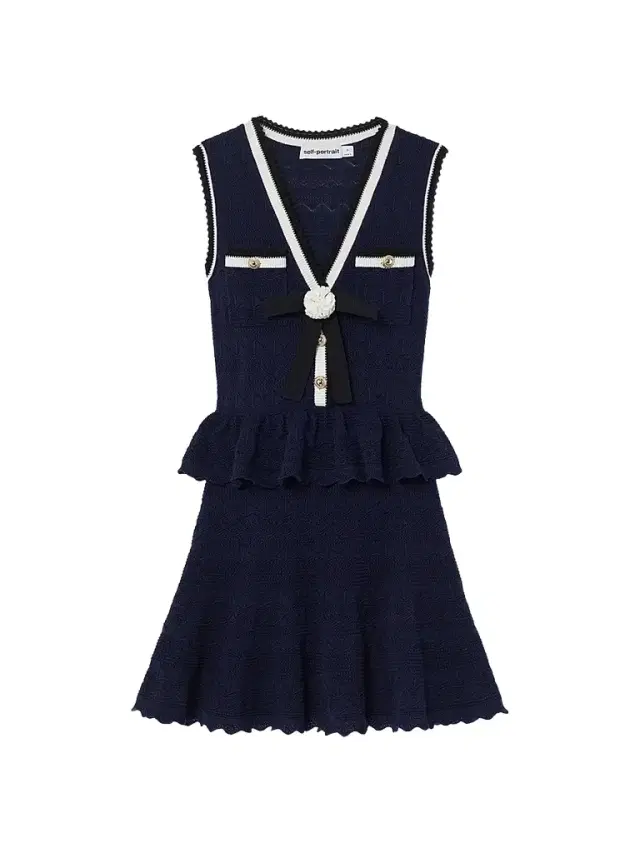 Women's Pointelle Knit Peplum Mini Dress - Navy Women's Pointelle Knit Peplum Mini Dress - Navy