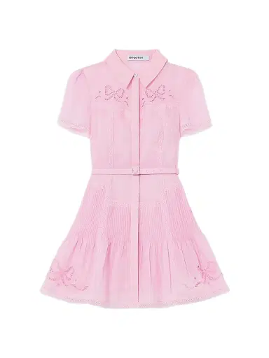 Self-Portrait Women's Embroidered Mini Shirtdress - Pink - Size 8 | Thumbnail 1