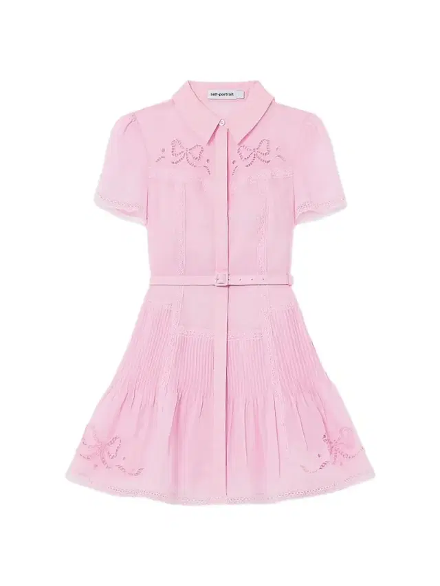 Women's Embroidered Mini Shirtdress - Pink - Size 8