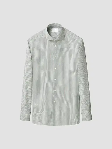 Eton Men's Multi-Striped Breeze Poplin Slim-Fit Shirt - Mid Green | Thumbnail 2