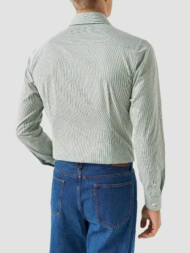 Eton Men's Multi-Striped Breeze Poplin Slim-Fit Shirt - Mid Green | Thumbnail 4