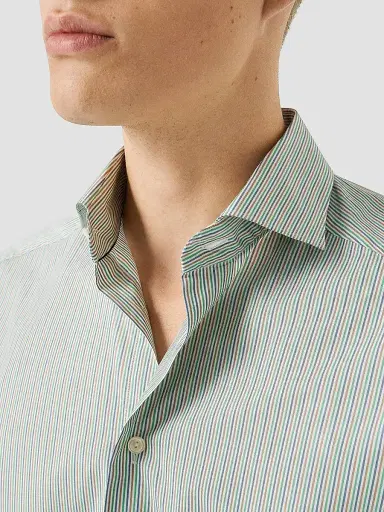 Eton Men's Multi-Striped Breeze Poplin Slim-Fit Shirt - Mid Green | Thumbnail 5
