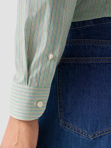 Eton Men's Multi-Striped Breeze Poplin Slim-Fit Shirt - Mid Green | Thumbnail 6