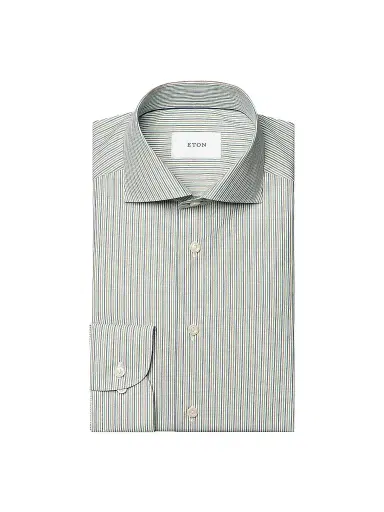 Eton Men's Multi-Striped Breeze Poplin Slim-Fit Shirt - Mid Green | Thumbnail 1