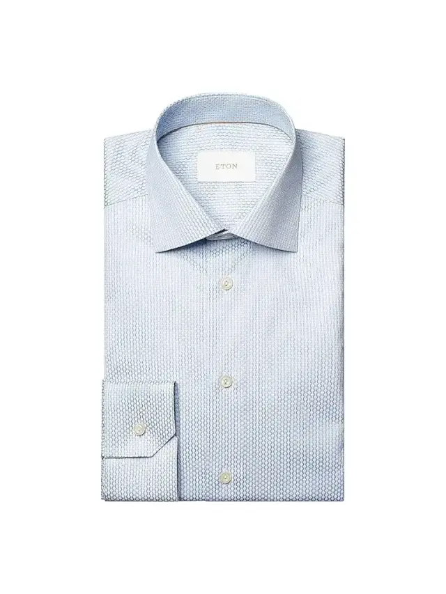 Men's Slim-Fit Dotted Brocade Elevated Shirt - Light Blue - Size 17.5