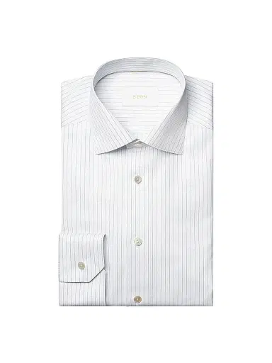 Eton Men's Contemporary-Fit Elevated Stripe Cotton Shirt - Light Blue - Size 17.5 | Thumbnail 1 Eton Men's Contemporary-Fit Elevated Stripe Cotton Shirt - Light Blue - Size 17.5 | Thumbnail 1