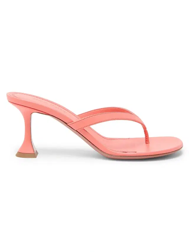 Amina Muaddi Women's Juliette 70MM Leather Trumpet Heel Sandals - Pearly Latte Patent