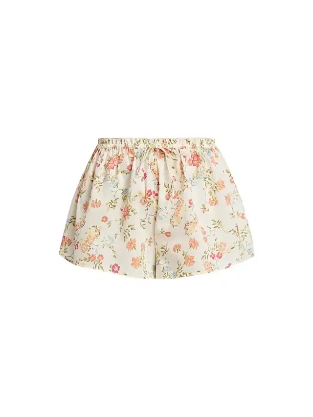 Women's Amber Printed Cotton Sateen Shorts - Peach