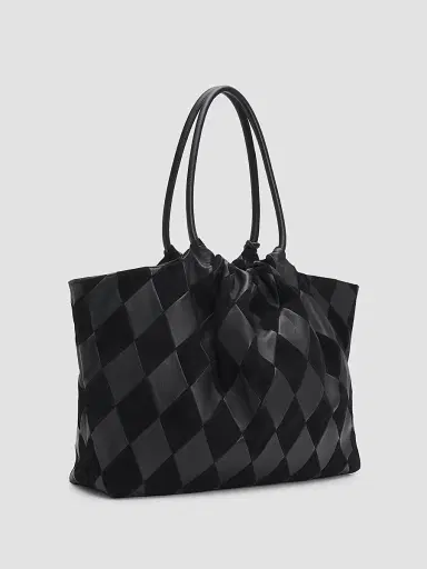 Zimmermann Women's Cloud 91 Suede & Leather Checkerboard Shopper - Black | Thumbnail 2