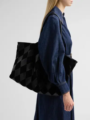 Zimmermann Women's Cloud 91 Suede & Leather Checkerboard Shopper - Black | Thumbnail 4