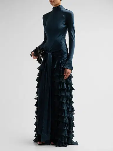 Zimmermann Women's Valiant Silk Ruffle Maxi Dress - Teal - Size 6 | Thumbnail 4