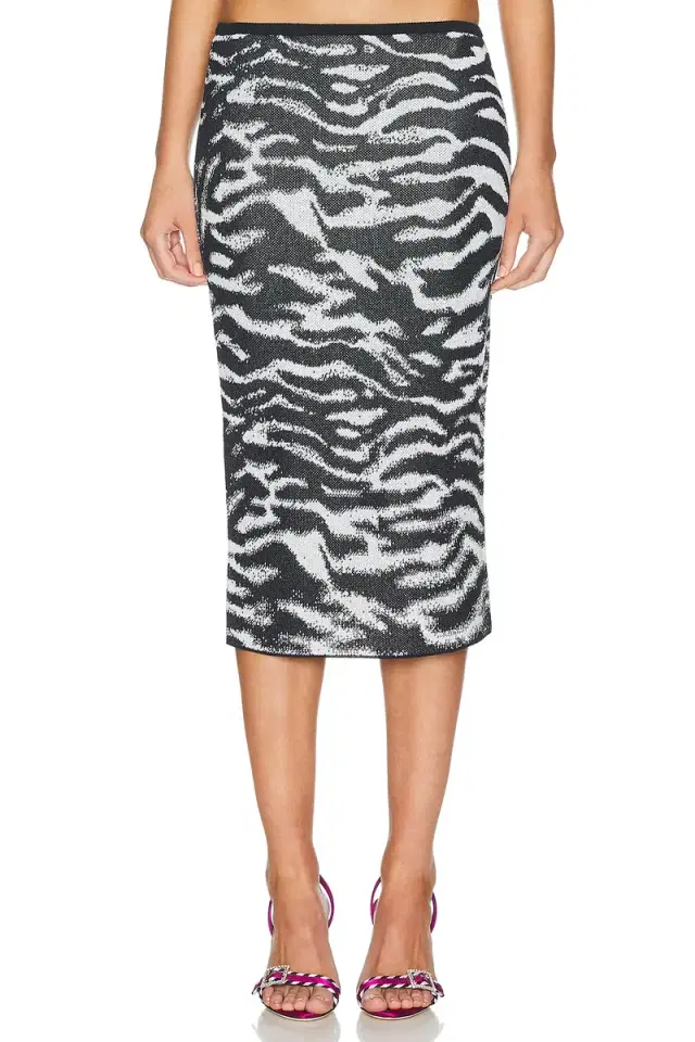 THE ATTICO Midi Zebra Skirt
