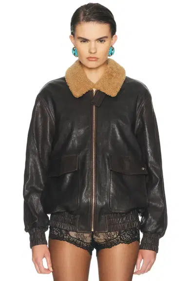 Valentino Aged Effect Leather Jacket | Thumbnail 2