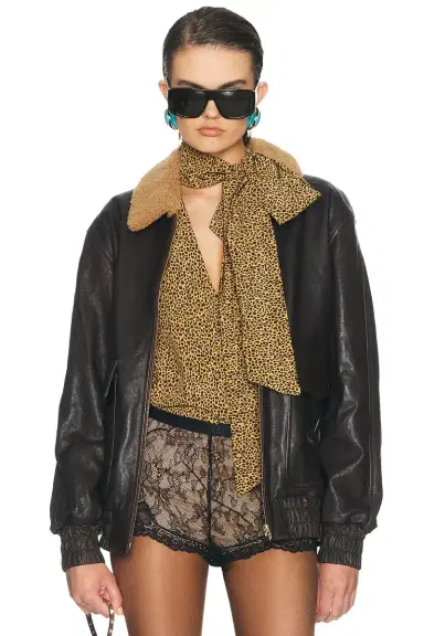 Valentino Aged Effect Leather Jacket | Thumbnail 1
