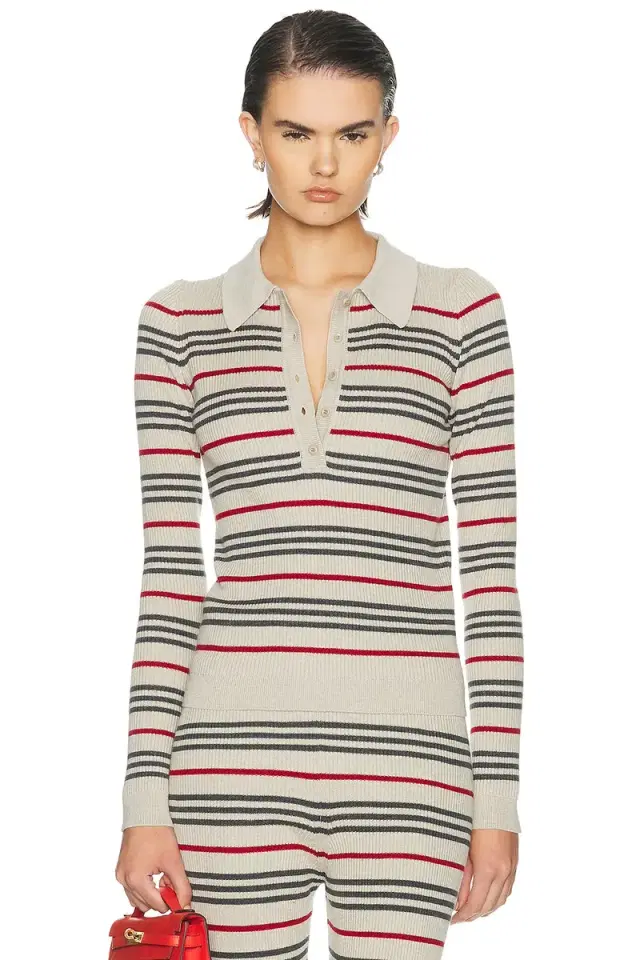 The Elder Statesman Libeccio Stripe Polo Sweater