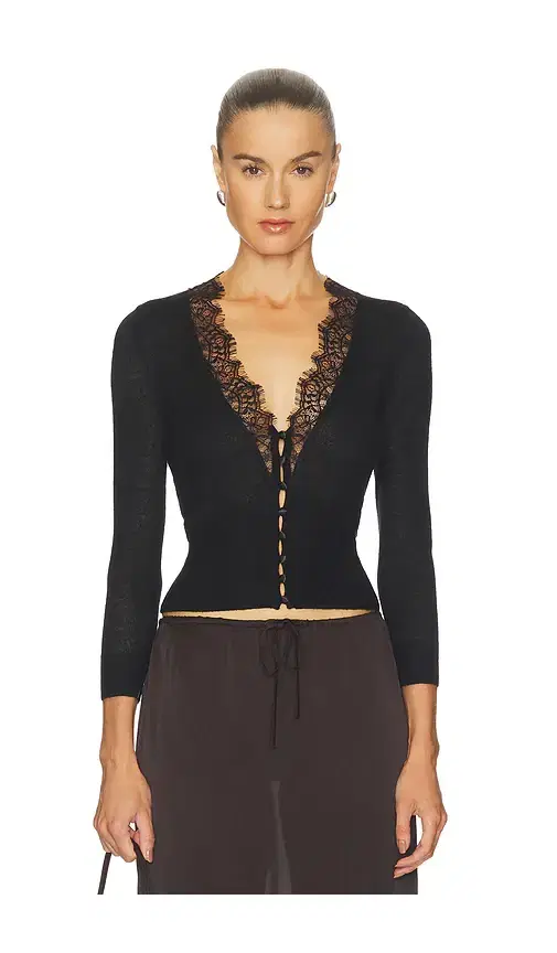 L'AGENCE Eluna Lace Detail Cardigan