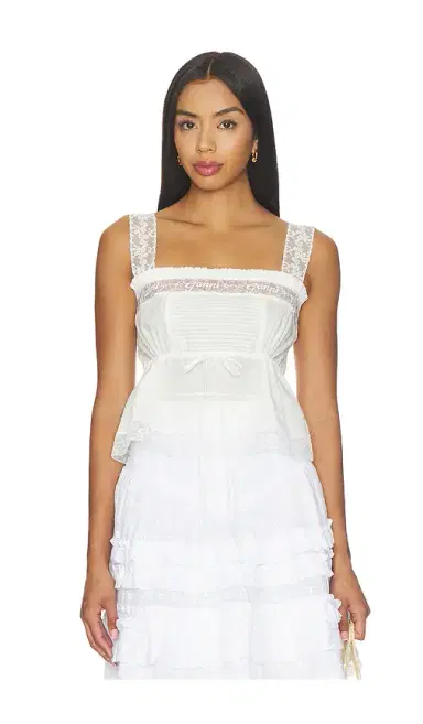 Ganni Cotton Voile Lace Slip Top | Thumbnail 1 Ganni Cotton Voile Lace Slip Top | Thumbnail 1