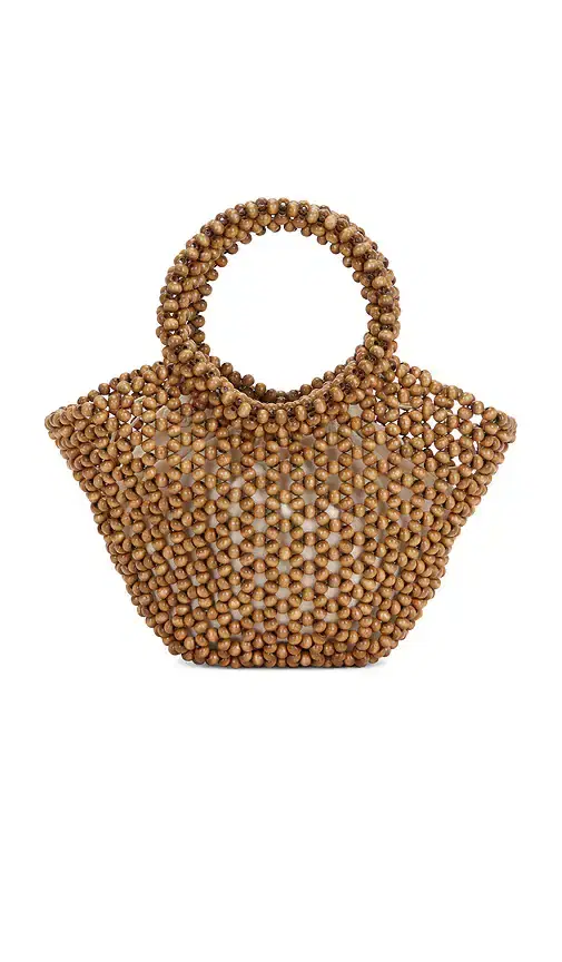 8 Other Reasons Wood Bead Tote Rounded Top Handle Bag
