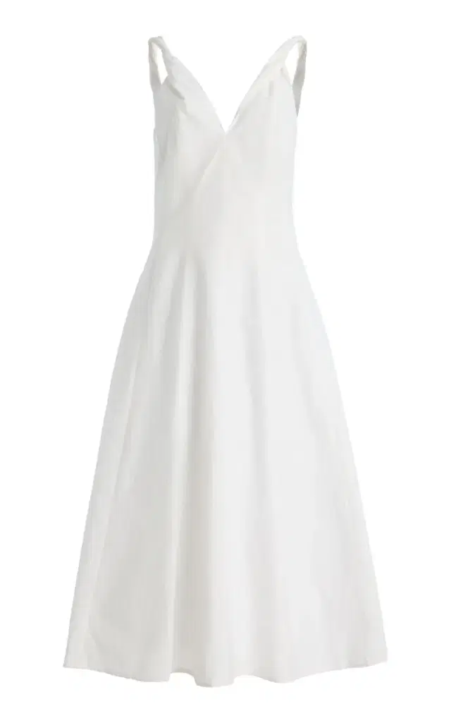 Róhe Twisted-Shoulder Cotton-Blend Midi Dress