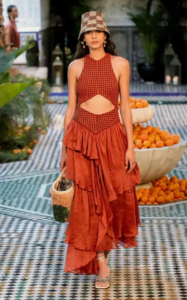 ALÉMAIS Sabi Cutout Linen-Silk Organza Gown