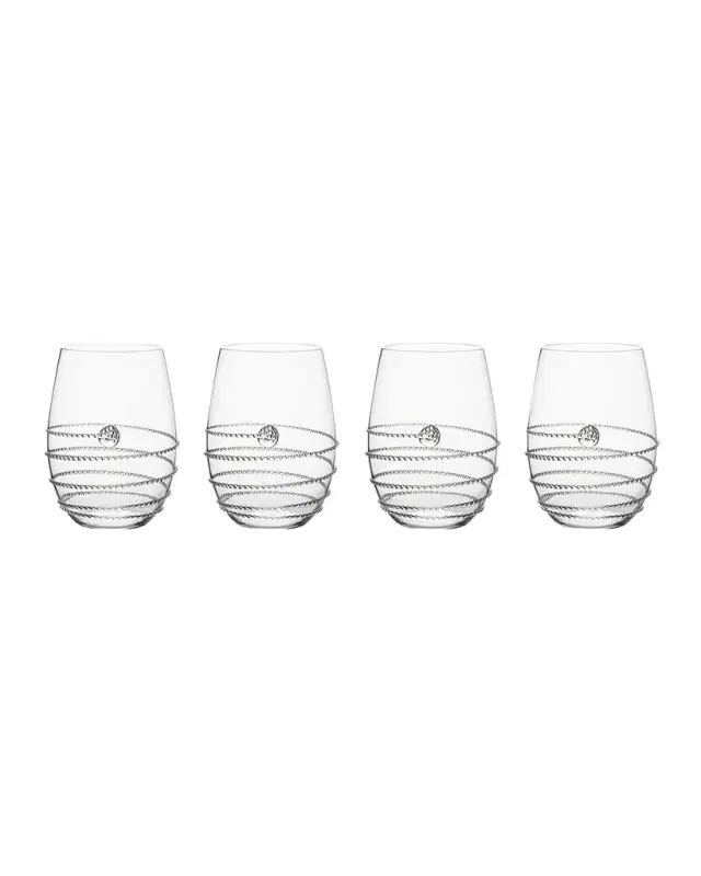 Juliska Amalia Stemless White Wine Glasses, Set of 4