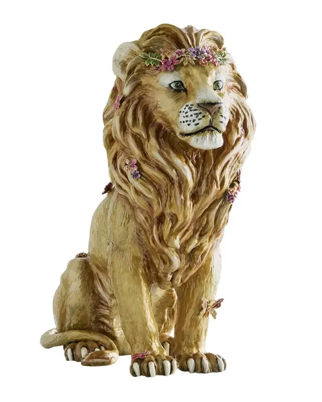 Jay Strongwater Majestic Lion with Flowers Figurine