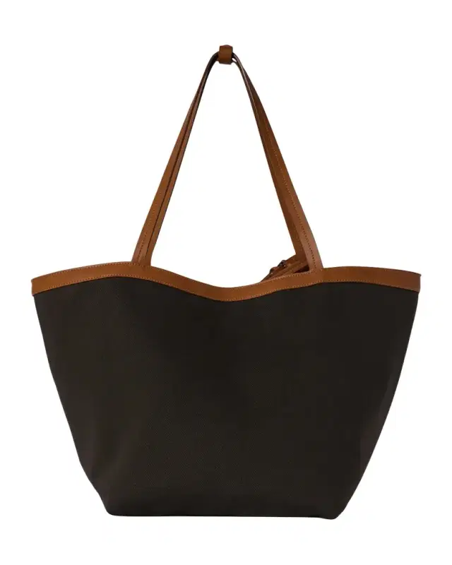 THE ROW Park Leather-Trim Reversible Tote Bag in Cotton Twill