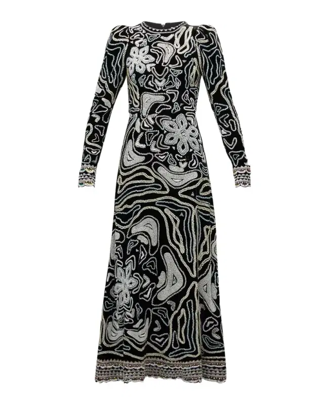 Alexia Bead & Sequin-Embroidered Velvet Gown