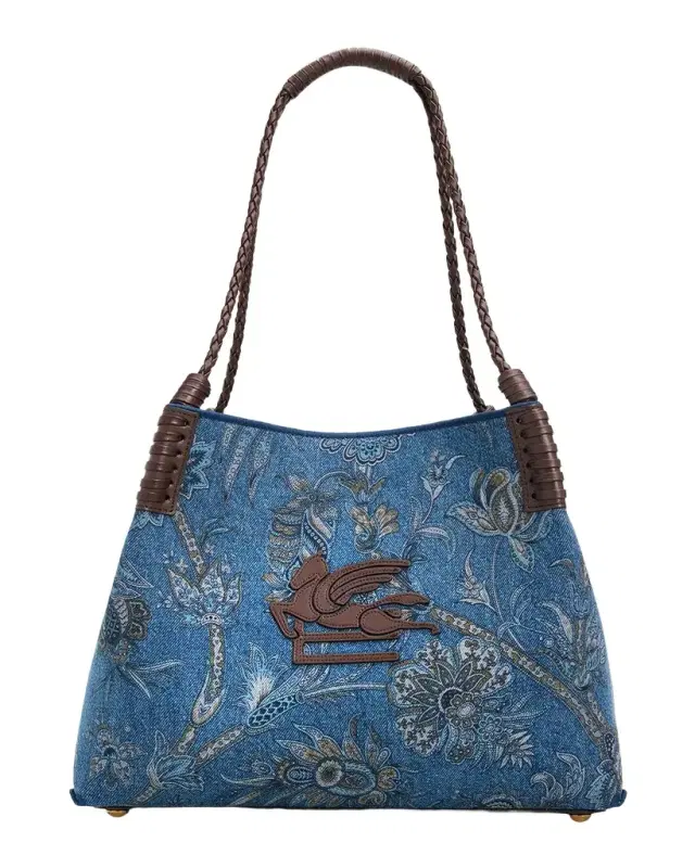 Etro Libra Printed Denim Shopping Tote Bag