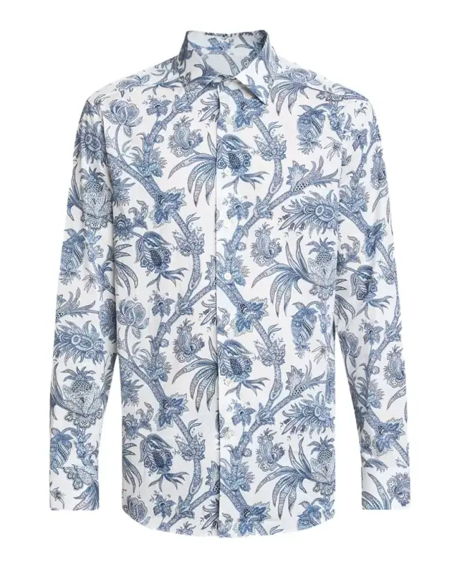 Etro Men 's Floral Paisley Stretch Cotton Sport Shirt