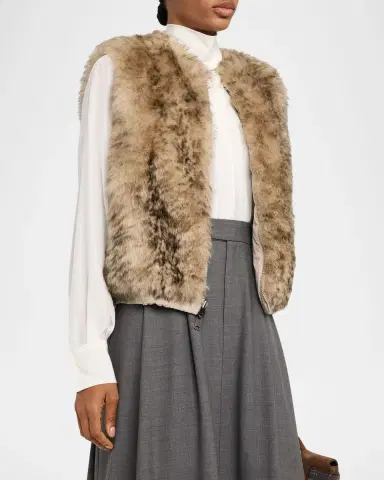 Brunello Cucinelli Reversible Lamb Shearling Zip Vest | Thumbnail 4 Brunello Cucinelli Reversible Lamb Shearling Zip Vest | Thumbnail 4