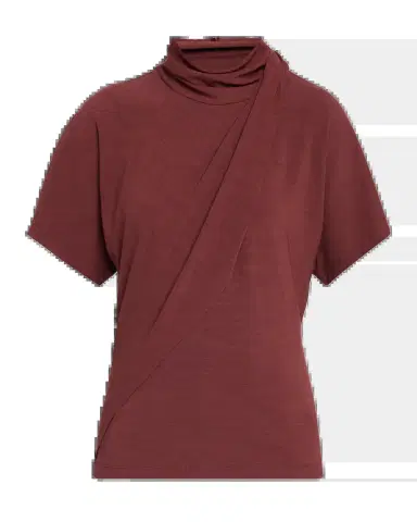 Brunello Cucinelli Mock-Neck Draped Jersey Short-Sleeve T-Shirt | Thumbnail 5 Brunello Cucinelli Mock-Neck Draped Jersey Short-Sleeve T-Shirt | Thumbnail 5