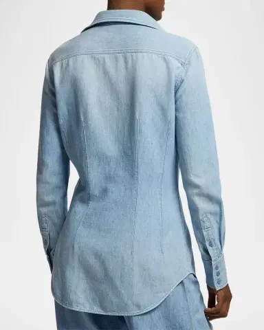 Ralph Lauren Collection Long-Sleeve Cotton Denim Shirt | Thumbnail 3