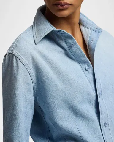 Ralph Lauren Collection Long-Sleeve Cotton Denim Shirt | Thumbnail 5