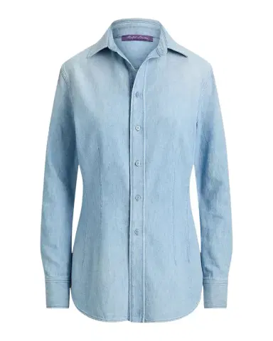 Ralph Lauren Collection Long-Sleeve Cotton Denim Shirt | Thumbnail 1