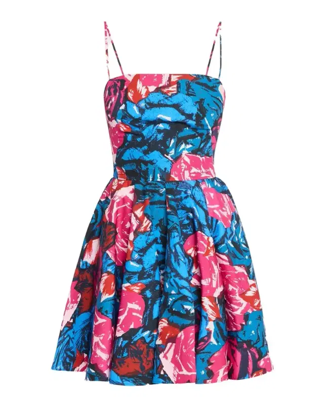 Givenchy Sliced Sleeveless Floral Cotton Poplin Mini Dress