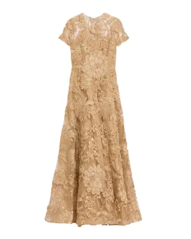 Naeem Khan Floral Raffia Short-Sleeve Gown | Thumbnail 1