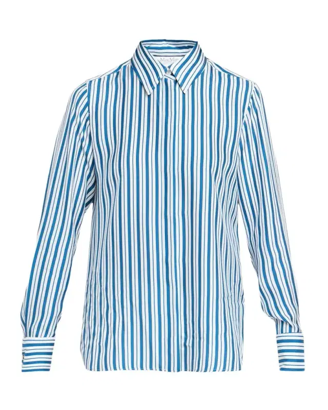 Max Mara Striped Silk Button-Down Shirt