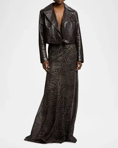 Ralph Lauren Collection Jaxson Printed Lambskin Moto Jacket | Thumbnail 2