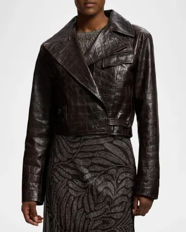 Ralph Lauren Collection Jaxson Printed Lambskin Moto Jacket | Thumbnail 4