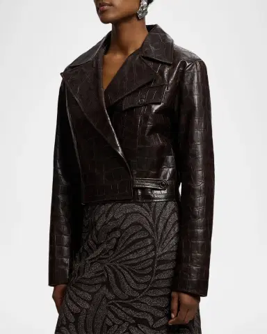 Ralph Lauren Collection Jaxson Printed Lambskin Moto Jacket | Thumbnail 6