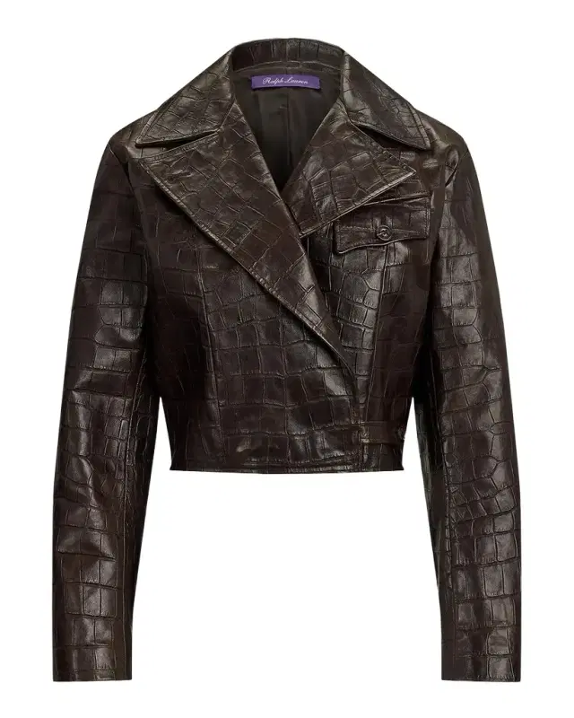 Ralph Lauren Collection Jaxson Printed Lambskin Moto Jacket