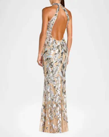 Mac Duggal Sequined Mesh Gown | Thumbnail 3