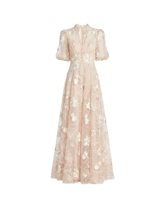 Mac Duggal Floral Appliqué A-Line Gown