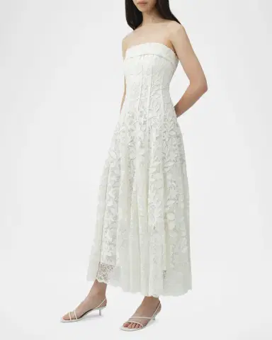 Simkhai Imogen Strapless Cotton Lace Midi Dress | Thumbnail 4 Simkhai Imogen Strapless Cotton Lace Midi Dress | Thumbnail 4