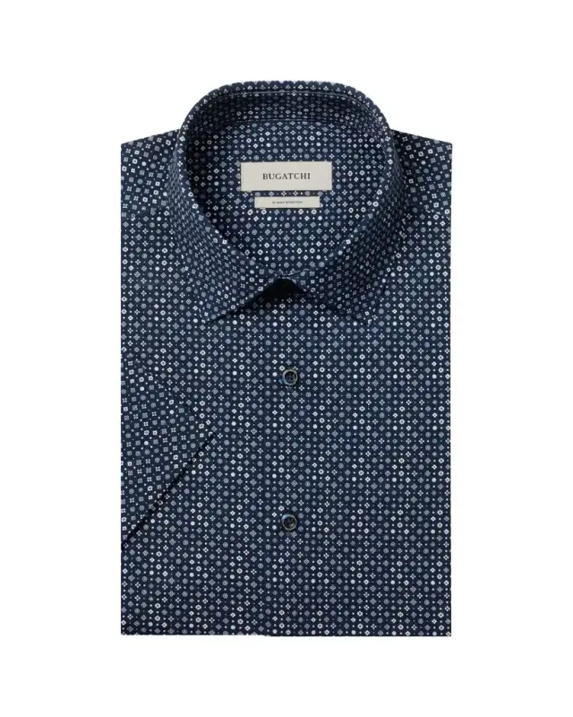 Bugatchi Men 's Geometric Stretch-Cotton Shirt