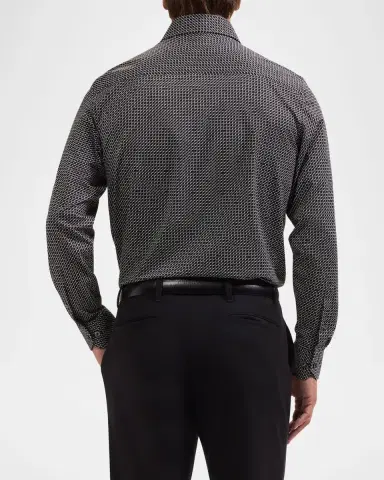 Bugatchi Men 's Devon Ooohcotton Stretch Geometric Dress Shirt | Thumbnail 3