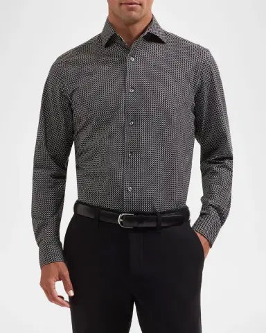 Bugatchi Men 's Devon Ooohcotton Stretch Geometric Dress Shirt | Thumbnail 4