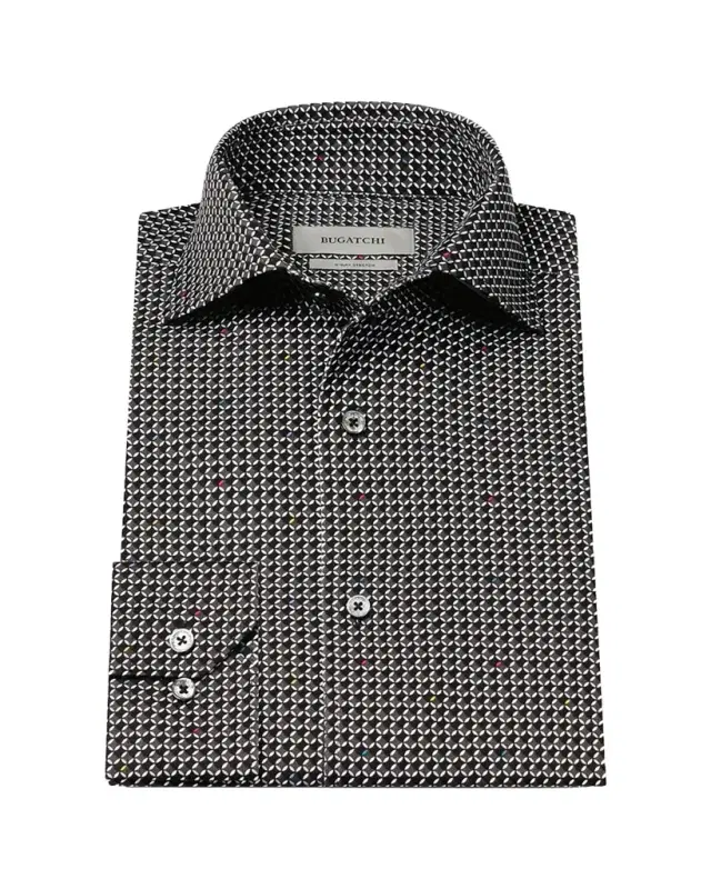 Bugatchi Men 's Devon Ooohcotton Stretch Geometric Dress Shirt